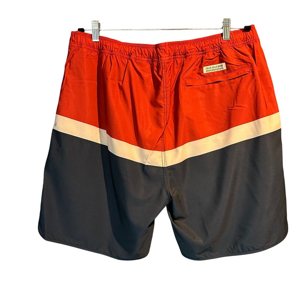 NWT Fair Harbor Size 3X Swimming Trunks Red Colorblock Mastos Anchor Lined